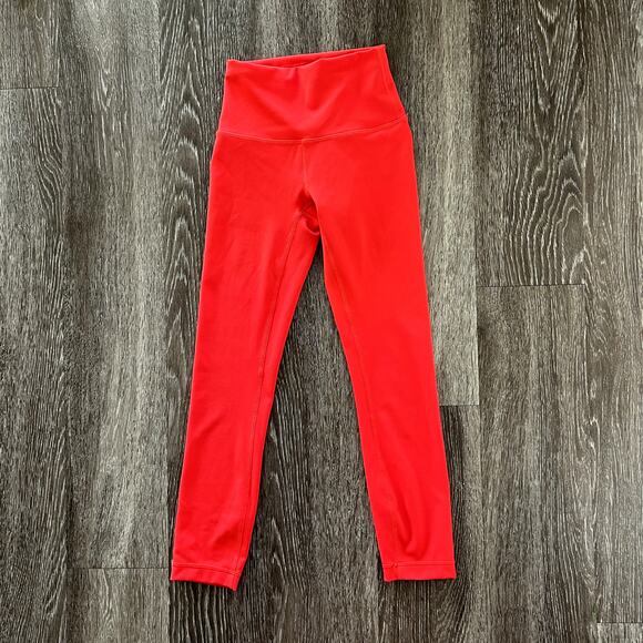 EUC Lululemon Wunder Train High-Rise Crop 23” Leggings Hot Heat Red Size 2 Train - Picture 2 of 15